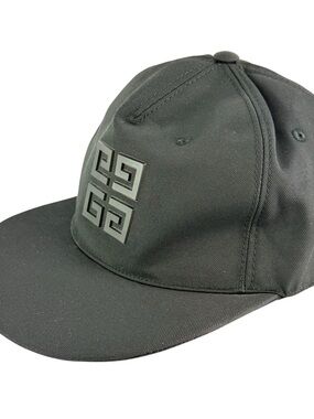 GIVENCHY Black Canvas Baseball Cap Made in Italy 59 4G Logo Authenticated